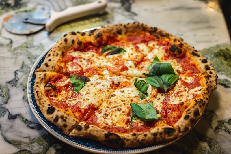 Margherita Pizza with fresh tomatoes and mozzarella